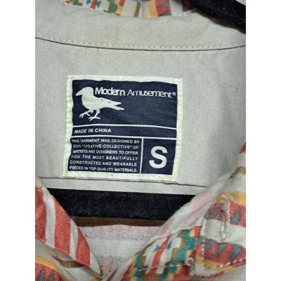 Modern Amusement Aztec Southwestern Print Long Sleeve Mens Shirt‎ Size Small - Picture 5 of 11